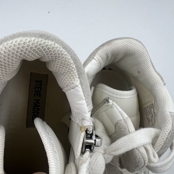 STEVE MADDEN Brodiee Platform Sneaker in Tan White Leather Woman’s Size 9.5 - Picture 8 of 9